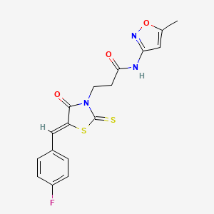 molecular formula C17H14FN3O3S2 B4648045 3-[5-(4-fluorobenzylidene)-4-oxo-2-thioxo-1,3-thiazolidin-3-yl]-N-(5-methyl-3-isoxazolyl)propanamide 