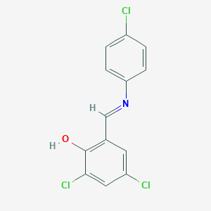 molecular formula C13H8Cl3NO B464808 2,4-Dichloro-6-{[(4-chlorophenyl)imino]methyl}phenol 