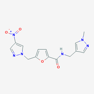 molecular formula C14H14N6O4 B4648088 N-[(1-methyl-1H-pyrazol-4-yl)methyl]-5-[(4-nitro-1H-pyrazol-1-yl)methyl]-2-furamide 