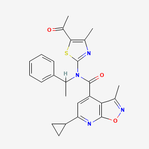 molecular formula C25H24N4O3S B4648093 N-(5-acetyl-4-methyl-1,3-thiazol-2-yl)-6-cyclopropyl-3-methyl-N-(1-phenylethyl)isoxazolo[5,4-b]pyridine-4-carboxamide 