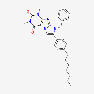 8-benzyl-7-(4-heptylphenyl)-1,3-dimethyl-1H-imidazo[2,1-f]purine-2,4(3H,8H)-dione