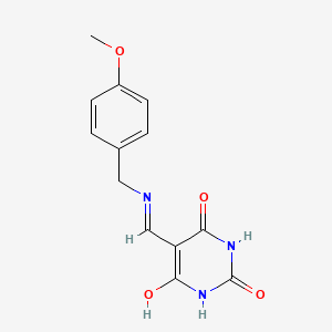 molecular formula C13H13N3O4 B4648124 5-{[(4-methoxybenzyl)amino]methylene}-2,4,6(1H,3H,5H)-pyrimidinetrione 