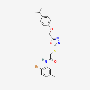 molecular formula C22H24BrN3O3S B4648135 N-(2-bromo-4,5-dimethylphenyl)-2-({5-[(4-isopropylphenoxy)methyl]-1,3,4-oxadiazol-2-yl}thio)acetamide 