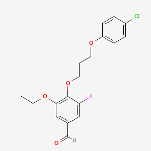 4-[3-(4-chlorophenoxy)propoxy]-3-ethoxy-5-iodobenzaldehyde