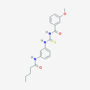 molecular formula C20H23N3O3S B4648188 3-methoxy-N-({[3-(pentanoylamino)phenyl]amino}carbonothioyl)benzamide 