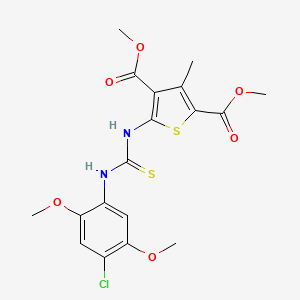 molecular formula C18H19ClN2O6S2 B4648194 dimethyl 5-({[(4-chloro-2,5-dimethoxyphenyl)amino]carbonothioyl}amino)-3-methyl-2,4-thiophenedicarboxylate 