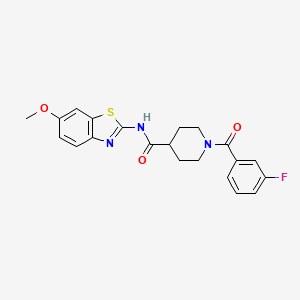 molecular formula C21H20FN3O3S B4648213 1-(3-fluorobenzoyl)-N-(6-methoxy-1,3-benzothiazol-2-yl)-4-piperidinecarboxamide 