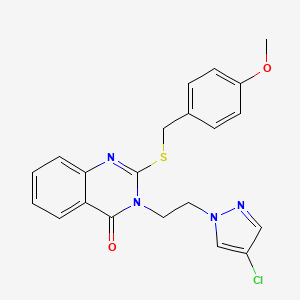 molecular formula C21H19ClN4O2S B4648246 3-[2-(4-chloro-1H-pyrazol-1-yl)ethyl]-2-[(4-methoxybenzyl)thio]-4(3H)-quinazolinone 