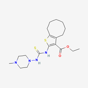 molecular formula C19H30N4O2S2 B4648271 ethyl 2-({[(4-methyl-1-piperazinyl)amino]carbonothioyl}amino)-4,5,6,7,8,9-hexahydrocycloocta[b]thiophene-3-carboxylate 