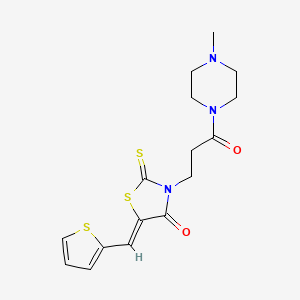 molecular formula C16H19N3O2S3 B4648297 3-[3-(4-methyl-1-piperazinyl)-3-oxopropyl]-5-(2-thienylmethylene)-2-thioxo-1,3-thiazolidin-4-one 