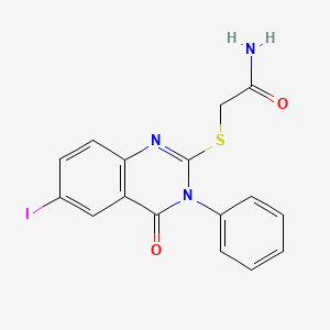 molecular formula C16H12IN3O2S B4648313 2-[(6-iodo-4-oxo-3-phenyl-3,4-dihydro-2-quinazolinyl)thio]acetamide 