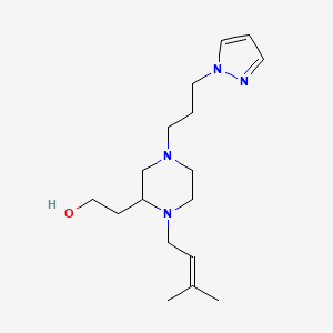 molecular formula C17H30N4O B4648330 2-{1-(3-methyl-2-buten-1-yl)-4-[3-(1H-pyrazol-1-yl)propyl]-2-piperazinyl}ethanol 