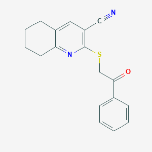 molecular formula C18H16N2OS B464835 2-[(2-Oxo-2-phenylethyl)sulfanyl]-5,6,7,8-tetrahydro-3-quinolinecarbonitrile CAS No. 310456-40-7