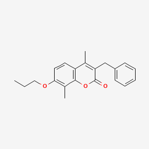 molecular formula C21H22O3 B4648355 3-benzyl-4,8-dimethyl-7-propoxy-2H-chromen-2-one 