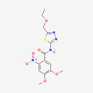 molecular formula C14H16N4O6S B4648405 N-[5-(ethoxymethyl)-1,3,4-thiadiazol-2-yl]-4,5-dimethoxy-2-nitrobenzamide 