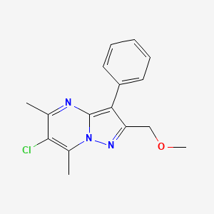 molecular formula C16H16ClN3O B4648419 6-chloro-2-(methoxymethyl)-5,7-dimethyl-3-phenylpyrazolo[1,5-a]pyrimidine 