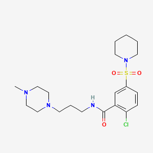 molecular formula C20H31ClN4O3S B4648431 2-chloro-N-[3-(4-methyl-1-piperazinyl)propyl]-5-(1-piperidinylsulfonyl)benzamide 