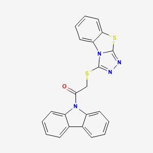 molecular formula C22H14N4OS2 B4648433 9-[([1,2,4]triazolo[3,4-b][1,3]benzothiazol-3-ylthio)acetyl]-9H-carbazole 