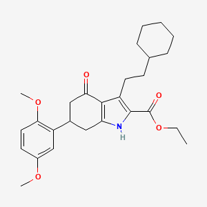 molecular formula C27H35NO5 B4648468 ethyl 3-(2-cyclohexylethyl)-6-(2,5-dimethoxyphenyl)-4-oxo-4,5,6,7-tetrahydro-1H-indole-2-carboxylate 
