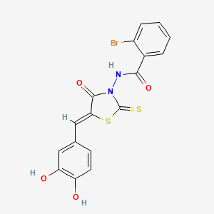 molecular formula C17H11BrN2O4S2 B4648484 2-bromo-N-[5-(3,4-dihydroxybenzylidene)-4-oxo-2-thioxo-1,3-thiazolidin-3-yl]benzamide 