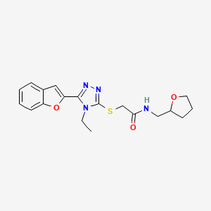 molecular formula C19H22N4O3S B4648487 2-{[5-(1-benzofuran-2-yl)-4-ethyl-4H-1,2,4-triazol-3-yl]thio}-N-(tetrahydro-2-furanylmethyl)acetamide 