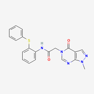 2-(1-methyl-4-oxo-1,4-dihydro-5H-pyrazolo[3,4-d]pyrimidin-5-yl)-N-[2-(phenylthio)phenyl]acetamide