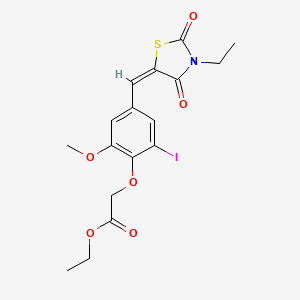 molecular formula C17H18INO6S B4648514 ethyl {4-[(3-ethyl-2,4-dioxo-1,3-thiazolidin-5-ylidene)methyl]-2-iodo-6-methoxyphenoxy}acetate 