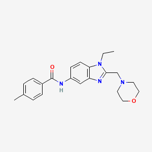 molecular formula C22H26N4O2 B4648546 N-[1-ethyl-2-(4-morpholinylmethyl)-1H-benzimidazol-5-yl]-4-methylbenzamide 