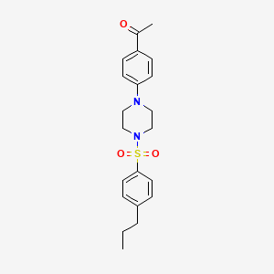 molecular formula C21H26N2O3S B4648554 1-(4-{4-[(4-propylphenyl)sulfonyl]-1-piperazinyl}phenyl)ethanone 