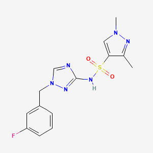 molecular formula C14H15FN6O2S B4648581 N-[1-(3-fluorobenzyl)-1H-1,2,4-triazol-3-yl]-1,3-dimethyl-1H-pyrazole-4-sulfonamide 