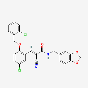 molecular formula C25H18Cl2N2O4 B4648587 N-(1,3-benzodioxol-5-ylmethyl)-3-{5-chloro-2-[(2-chlorobenzyl)oxy]phenyl}-2-cyanoacrylamide 