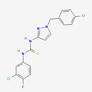 molecular formula C17H13Cl2FN4S B4648642 N-[1-(4-chlorobenzyl)-1H-pyrazol-3-yl]-N'-(3-chloro-4-fluorophenyl)thiourea 