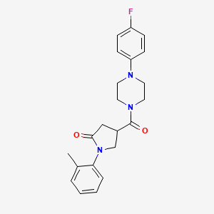 molecular formula C22H24FN3O2 B4648648 4-{[4-(4-fluorophenyl)piperazin-1-yl]carbonyl}-1-(2-methylphenyl)pyrrolidin-2-one 