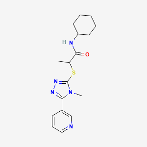 molecular formula C17H23N5OS B4648652 N-cyclohexyl-2-{[4-methyl-5-(3-pyridinyl)-4H-1,2,4-triazol-3-yl]thio}propanamide 
