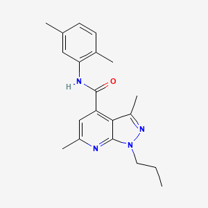molecular formula C20H24N4O B4648659 N-(2,5-dimethylphenyl)-3,6-dimethyl-1-propyl-1H-pyrazolo[3,4-b]pyridine-4-carboxamide 