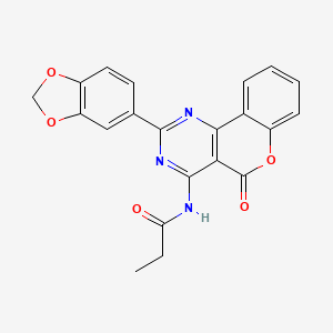molecular formula C21H15N3O5 B4648680 N-[2-(1,3-benzodioxol-5-yl)-5-oxo-5H-chromeno[4,3-d]pyrimidin-4-yl]propanamide 