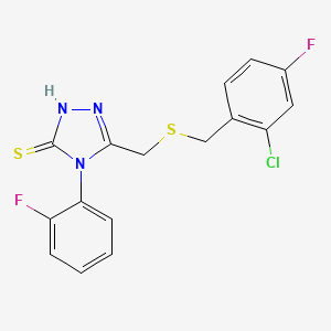 molecular formula C16H12ClF2N3S2 B4648738 5-{[(2-chloro-4-fluorobenzyl)thio]methyl}-4-(2-fluorophenyl)-4H-1,2,4-triazole-3-thiol 