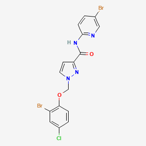 molecular formula C16H11Br2ClN4O2 B4648744 1-[(2-bromo-4-chlorophenoxy)methyl]-N-(5-bromo-2-pyridinyl)-1H-pyrazole-3-carboxamide 