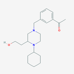 molecular formula C21H32N2O2 B4648803 1-(3-{[4-cyclohexyl-3-(2-hydroxyethyl)-1-piperazinyl]methyl}phenyl)ethanone 
