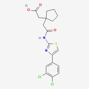molecular formula C18H18Cl2N2O3S B4648830 [1-(2-{[4-(3,4-dichlorophenyl)-1,3-thiazol-2-yl]amino}-2-oxoethyl)cyclopentyl]acetic acid 