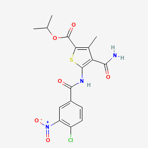 molecular formula C17H16ClN3O6S B4648874 isopropyl 4-(aminocarbonyl)-5-[(4-chloro-3-nitrobenzoyl)amino]-3-methyl-2-thiophenecarboxylate 