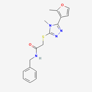 molecular formula C17H18N4O2S B4648897 N-benzyl-2-{[4-methyl-5-(2-methyl-3-furyl)-4H-1,2,4-triazol-3-yl]thio}acetamide 