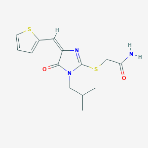 molecular formula C14H17N3O2S2 B4648912 2-{[1-isobutyl-5-oxo-4-(2-thienylmethylene)-4,5-dihydro-1H-imidazol-2-yl]thio}acetamide 