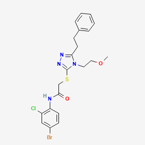molecular formula C21H22BrClN4O2S B4648955 N-(4-bromo-2-chlorophenyl)-2-{[4-(2-methoxyethyl)-5-(2-phenylethyl)-4H-1,2,4-triazol-3-yl]thio}acetamide 