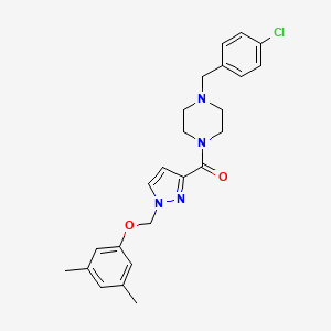 molecular formula C24H27ClN4O2 B4648986 1-(4-chlorobenzyl)-4-({1-[(3,5-dimethylphenoxy)methyl]-1H-pyrazol-3-yl}carbonyl)piperazine 