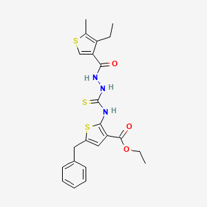 molecular formula C23H25N3O3S3 B4649015 ethyl 5-benzyl-2-[({2-[(4-ethyl-5-methyl-3-thienyl)carbonyl]hydrazino}carbonothioyl)amino]-3-thiophenecarboxylate 