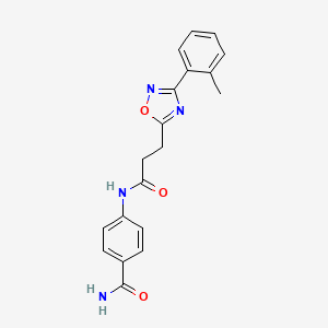 molecular formula C19H18N4O3 B4649026 4-({3-[3-(2-methylphenyl)-1,2,4-oxadiazol-5-yl]propanoyl}amino)benzamide 