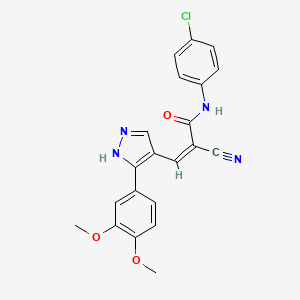 N-(4-chlorophenyl)-2-cyano-3-[3-(3,4-dimethoxyphenyl)-1H-pyrazol-4-yl]acrylamide