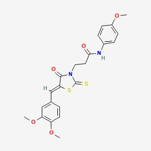 molecular formula C22H22N2O5S2 B4649072 3-[5-(3,4-dimethoxybenzylidene)-4-oxo-2-thioxo-1,3-thiazolidin-3-yl]-N-(4-methoxyphenyl)propanamide 