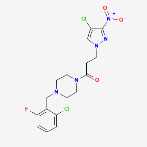 molecular formula C17H18Cl2FN5O3 B4649091 1-(2-chloro-6-fluorobenzyl)-4-[3-(4-chloro-3-nitro-1H-pyrazol-1-yl)propanoyl]piperazine 